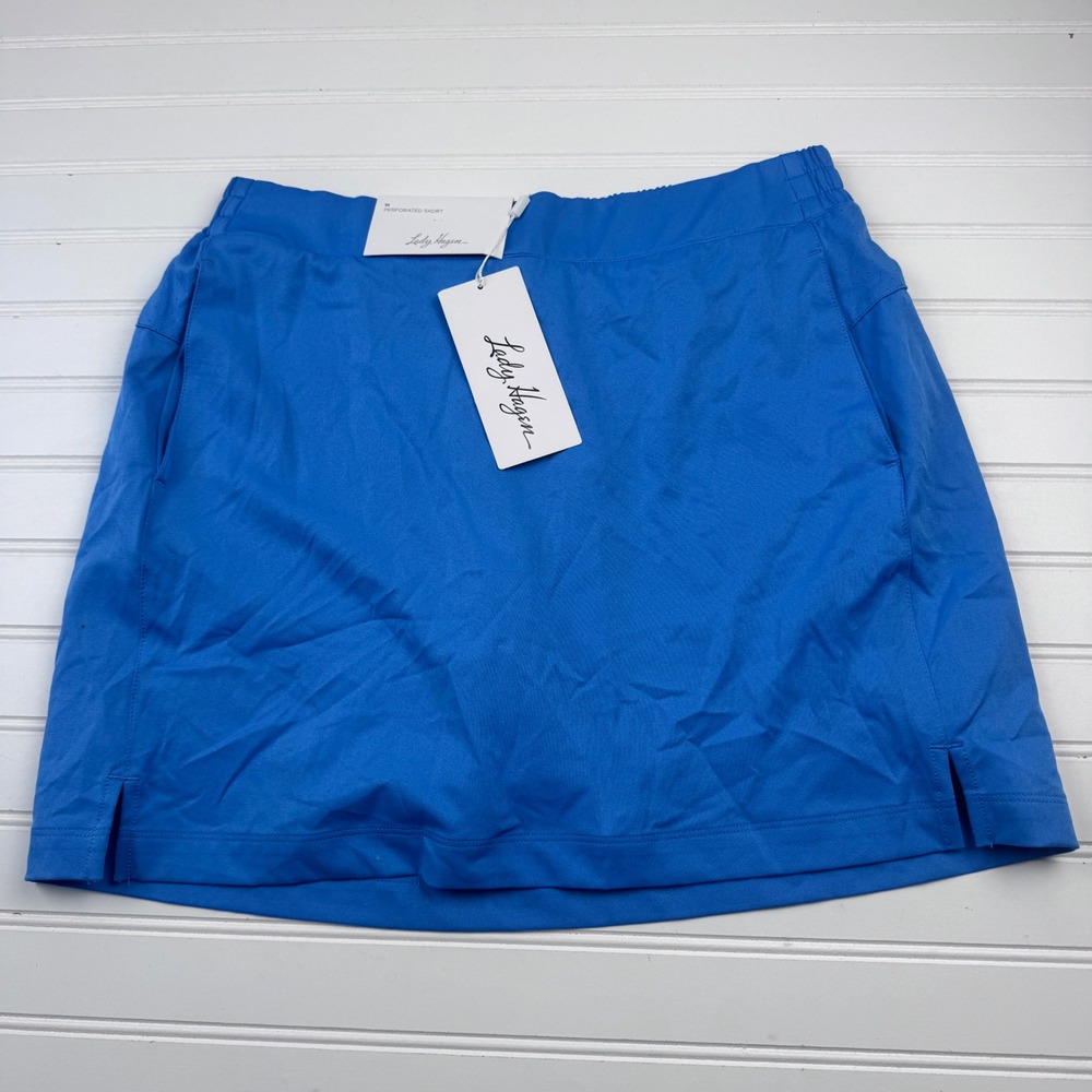 NEW Lady Hagen Women's Medium Perforated Skort Blue Golf Pull On
